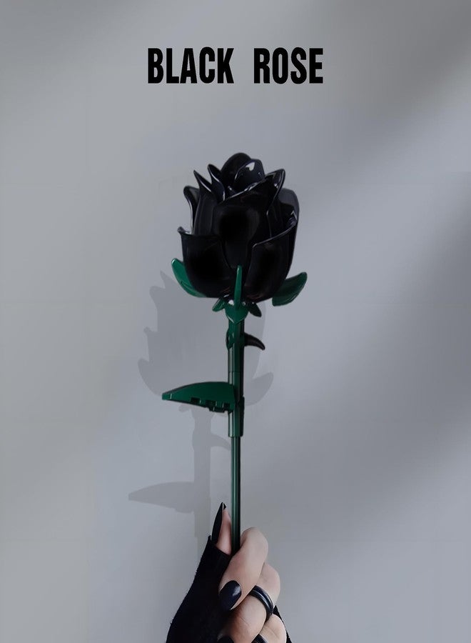 HI-REEKE Black Rose Bouquet Building Block Set, Artificial Rose Flower Botanical Building Kit Toy Gothic Decor for Women-660PCS - Image 3